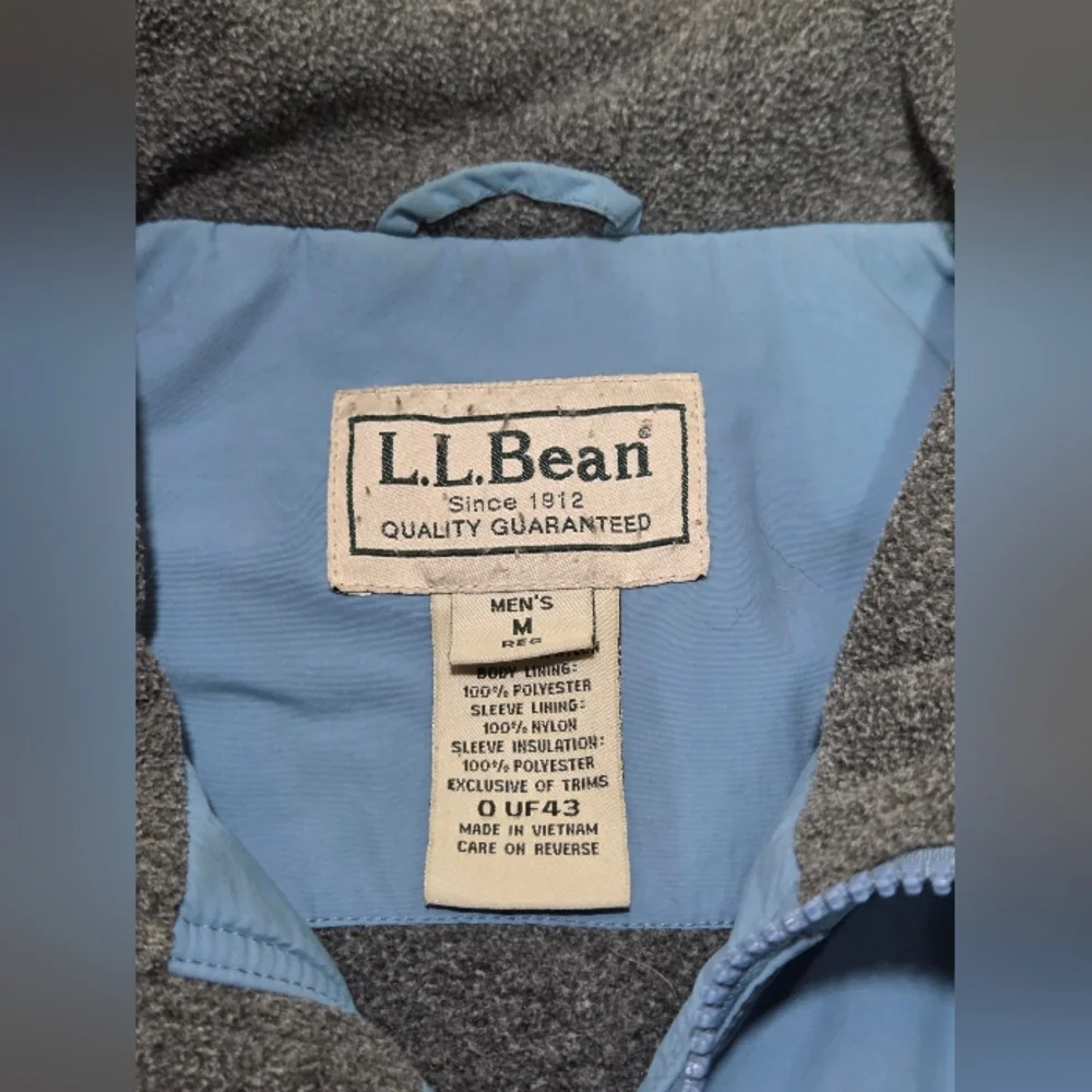 L.L. Bean Men's‎ Insulated Bomber Jacket Blue Full Zip Size Medium